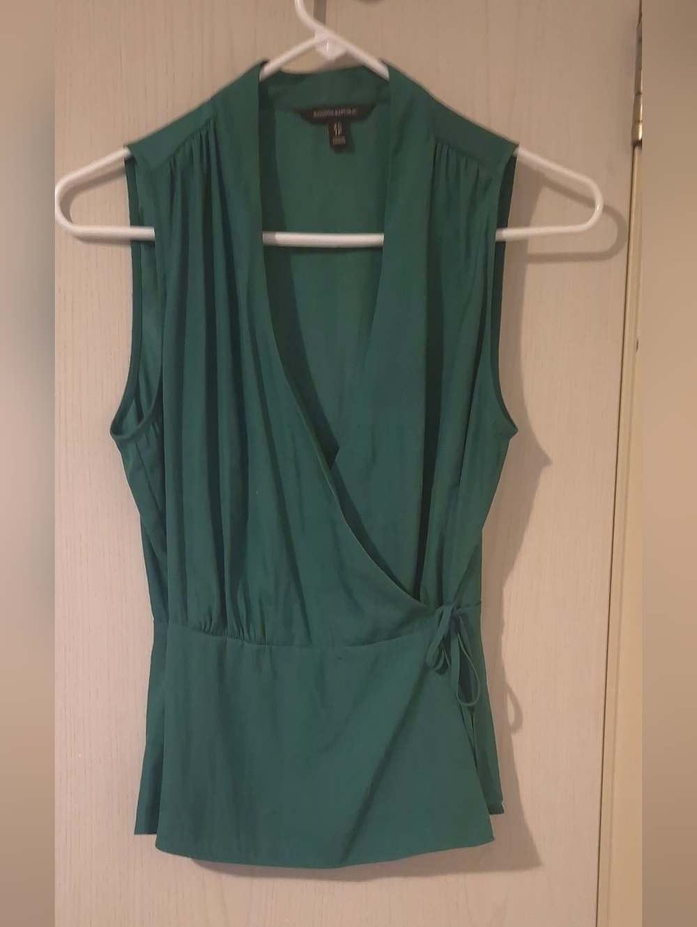 Banana Republic Wrap-Style Sleeveless Blouse — Deep Green — Size XS